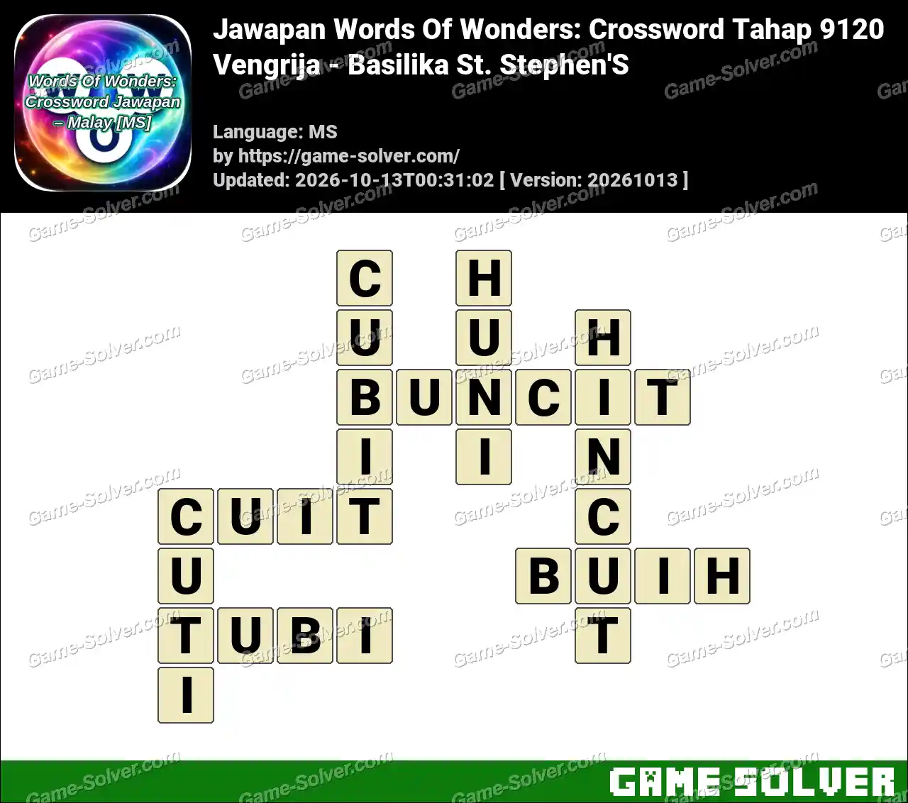 Jawapan Words Of Wonders: Crossword Tahap 9120 – Vengrija – Basilika St. Stephen’S